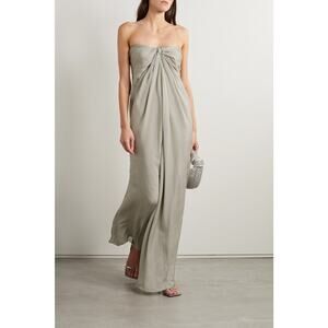 Interior Mirabel Strapless Twist-Front Silk-Chiffon Gown Soot - XS/P